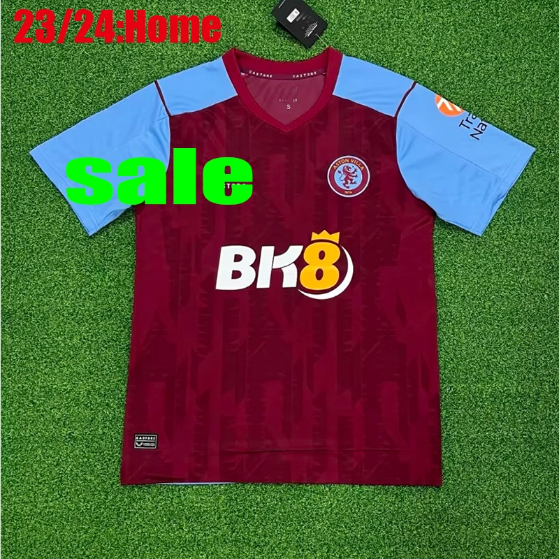 Áo Thun Đá Banh Sân Nhà BENRAHMA 23 / 24 L.PaquetA BOWEN Scacca Lanzinio FORNALS EMERSON 2023 / 2024 Aston Villa Cho Nam