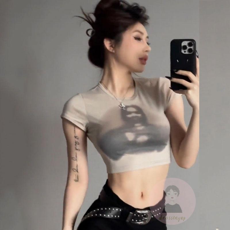 Áo Thun Ngắn Tay Cổ Tròn In Hình Chân Dung Thời Trang Cho Nữ