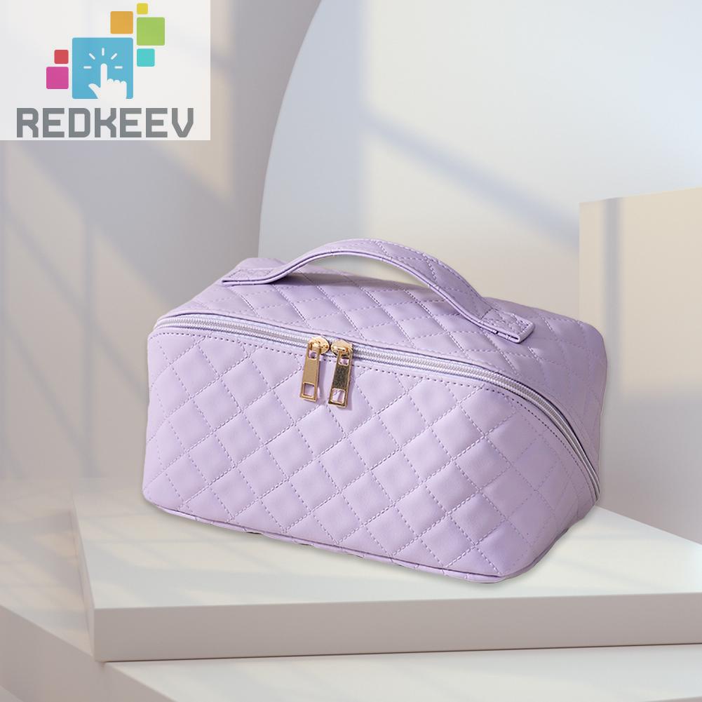 Túi Đựng Mỹ Phẩm Bằng Da PU Sức Chứa Lớn Họa Tiết Kẻ Sọc Thời Trang Mùa Hè Cho