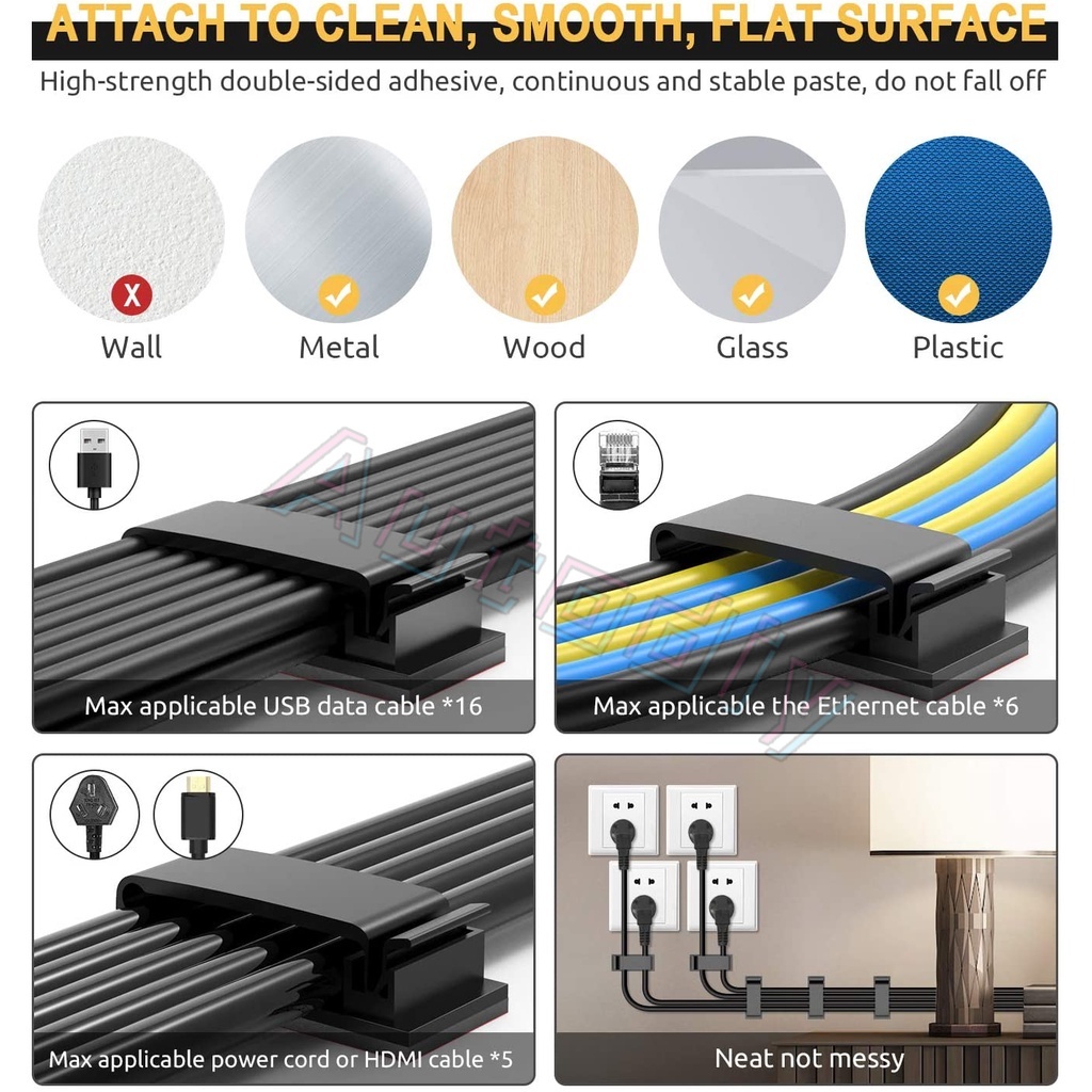Bộ 10 Giá Đỡ Cố Định Dây Cáp Tự Dính Sắp Xếp Gọn Gàng Cho Nhà Bếp