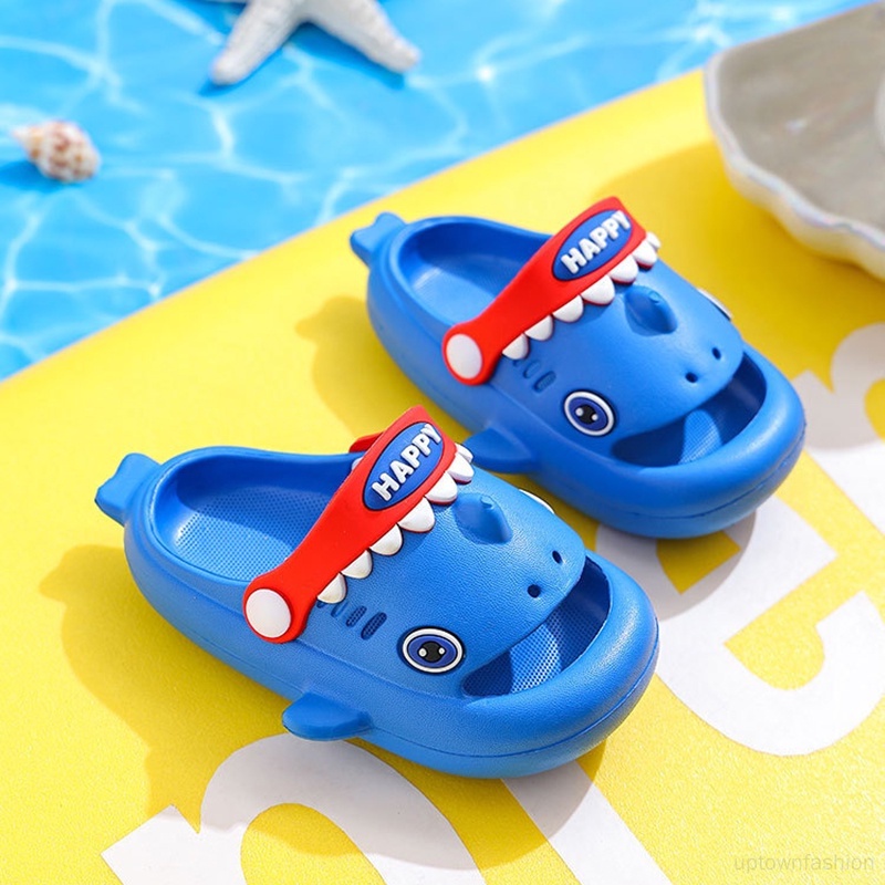 Dép EVA Đục Lỗ Đi Trong Nhà Chống Trượt Hình Cá Mập Hoạt Hình Thời Trang Mùa Hè Cho Bé Trai Và Gái