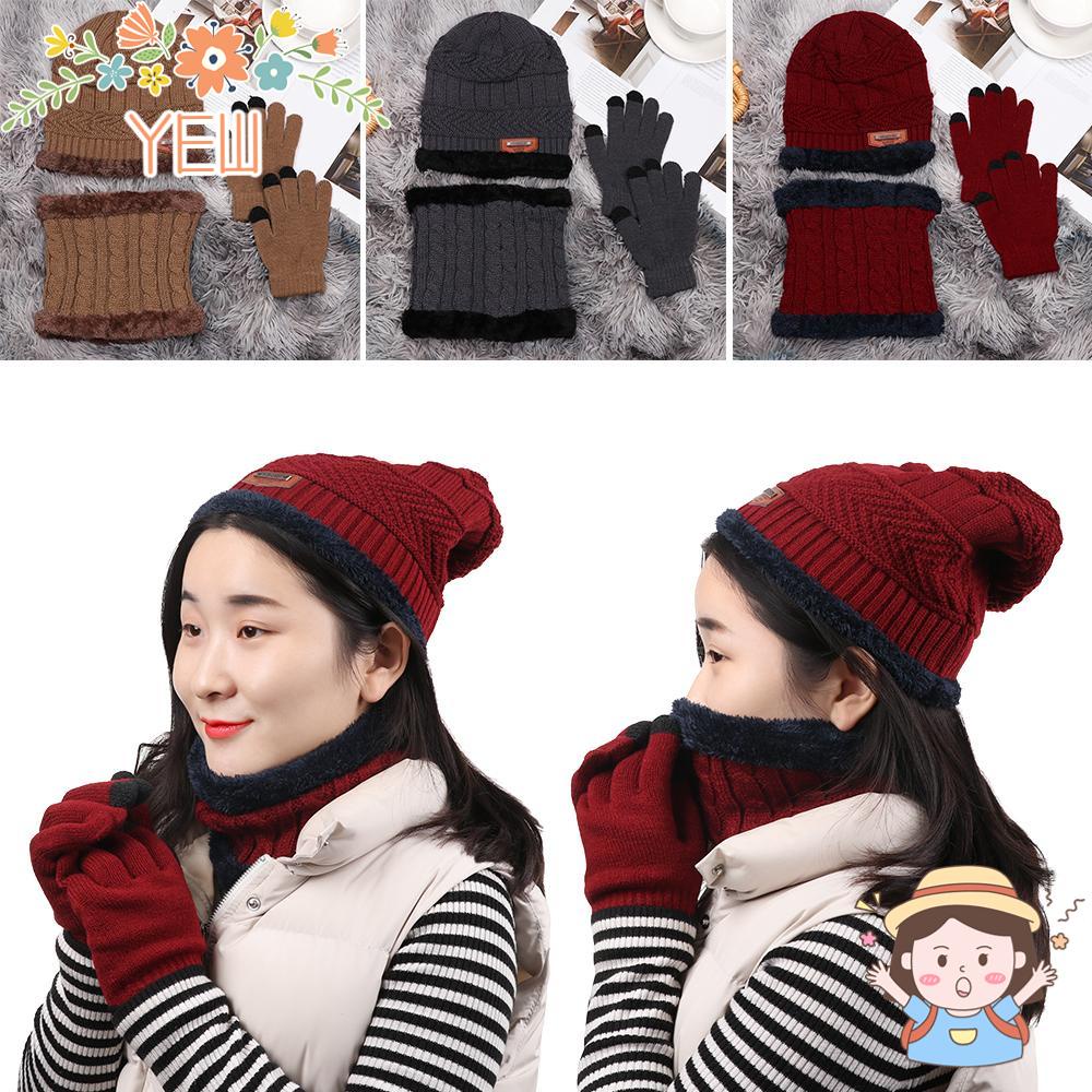 Bộ Khăn Choàng Cổ Và Găng Tay Dệt Kim 3 Trong 1 Có Thể Chạm Màn Hình Cảm Ứng