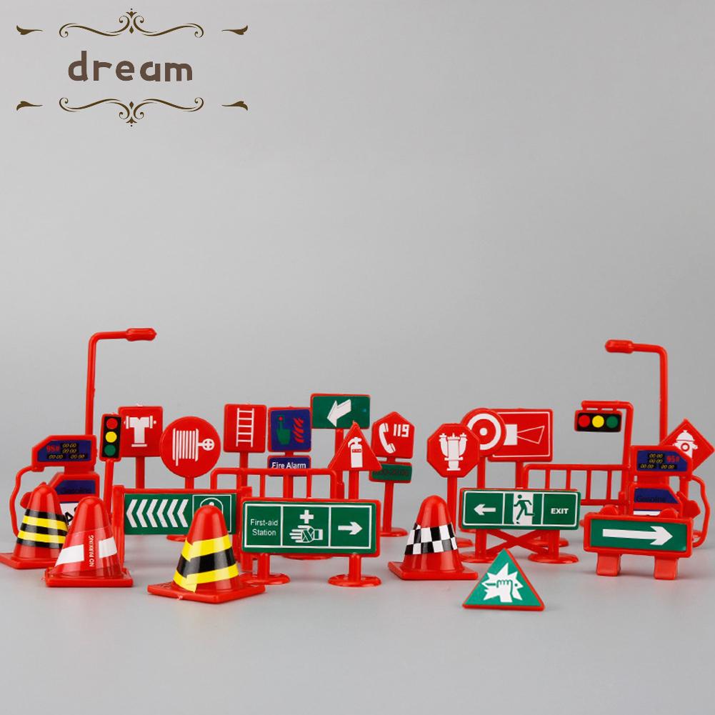 【DREAMLIFE】Road Sign PARKING LOT Self-assembled Toys Traffic Sign 28pcs Set Accessories DIY