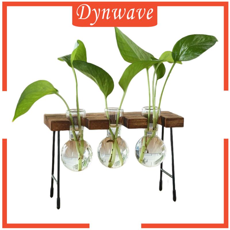 Lọ Hoa Thủy Tinh Trong Suốt Khung Gỗ Dùng Trang Trí Bàn Ăn