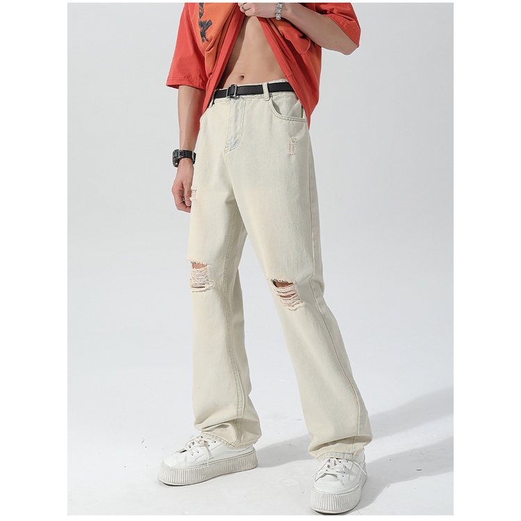 Quần Jeans Dài Rách Gối Thời Trang Dành Cho Nam