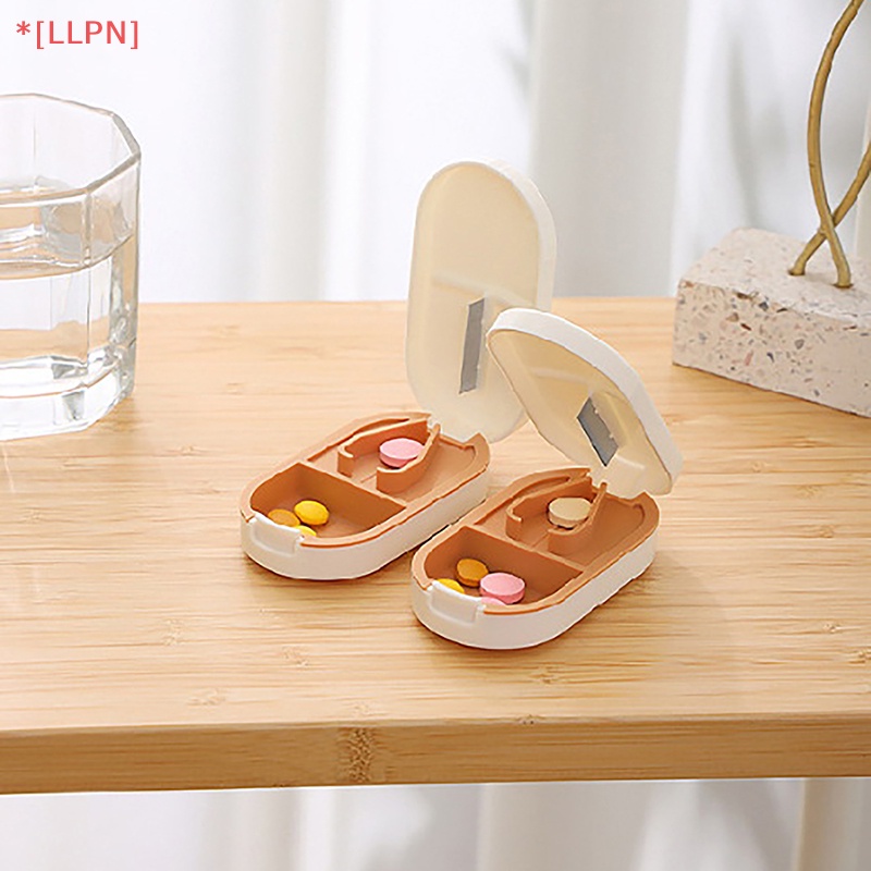 Hộp Cắt Thuốc Viên Chia Hai Ngăn Di Động Tiện Dụng