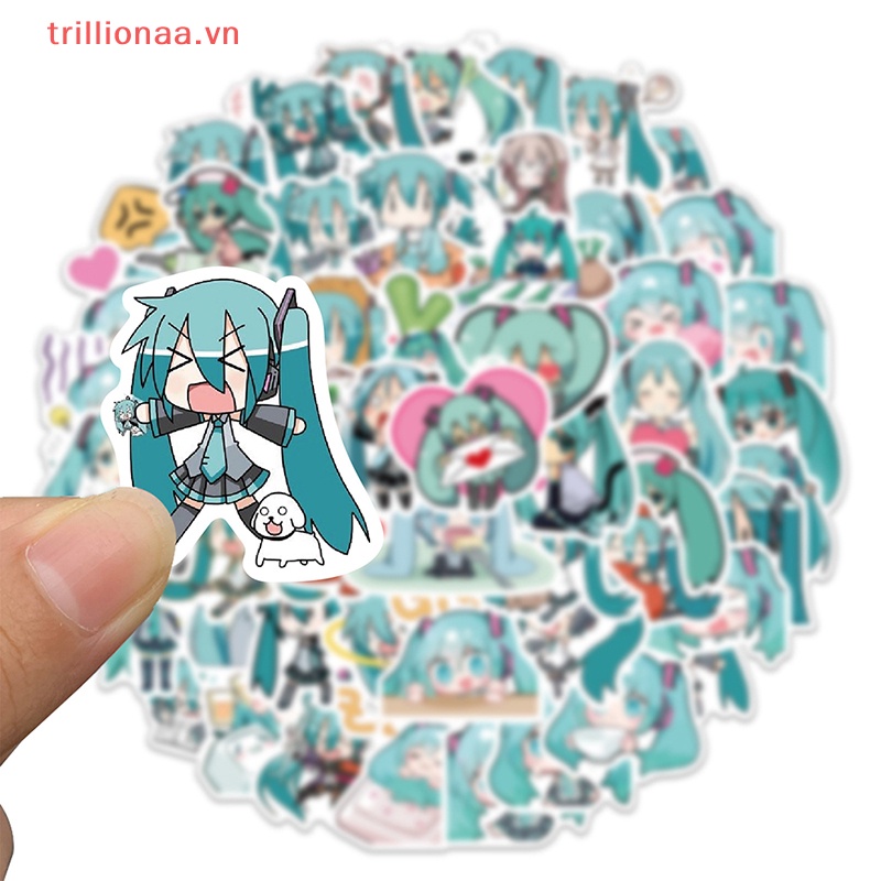 Bộ 65 Miếng Dán Hoạt Hình Hatsune Miku Graffiti Trang Trí Vali Laptop
