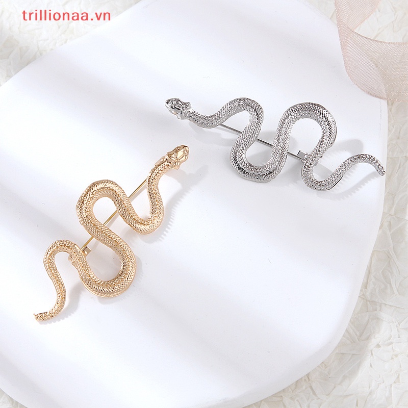 Trillionaa Ghim Cài Áo Kim Loại Hình Rắn Màu Vàng Phong Cách Vintage Độc Đáo Thời Trang