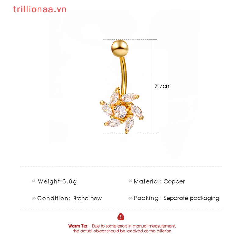 Khuyên Rốn Đính Đá Hình Hoa Thời Trang Chất Lượng Cao