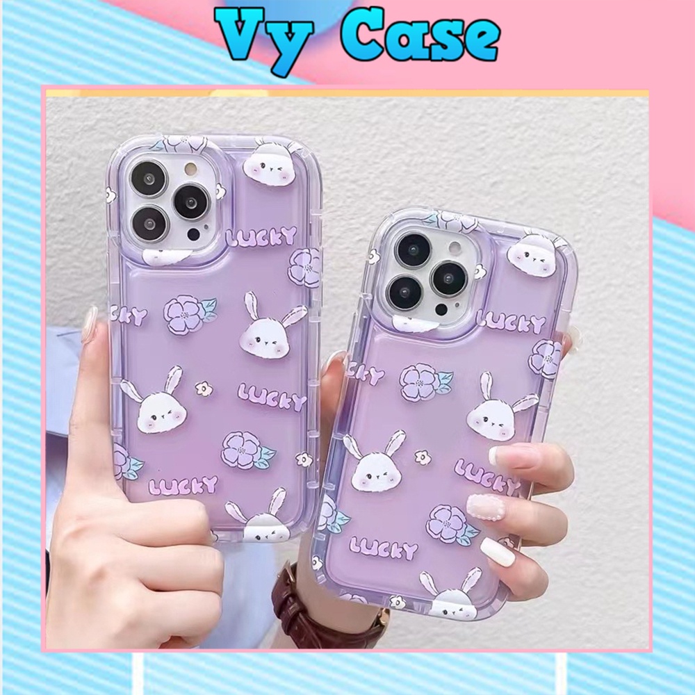 Ốp Điện Thoại TPU trong gân in hình thỏ tím Silicone Mềm Trong Chống Sốc Cho IPhone 1411 12 Pro Xmax X XR 7 8 Plus Vy
