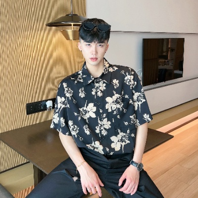 Áo Sơ Mi Tay Ngắn Dáng Rộng In Họa Tiết Hoa Phong Cách Hong Kong Cổ Điển Thời Trang Mùa Hè Cho Nam
