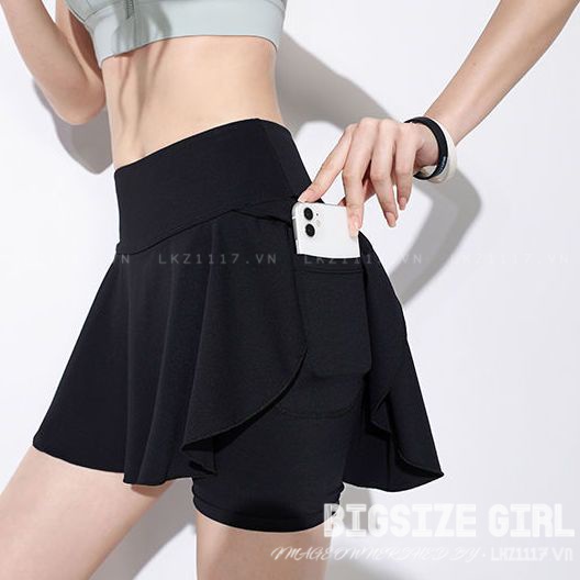 Quần short đùi nữ ngắn Bigsize 2 lớp phù hợp tập gym yoga chạy bộ đi bơi, quần giả váy dáng suông