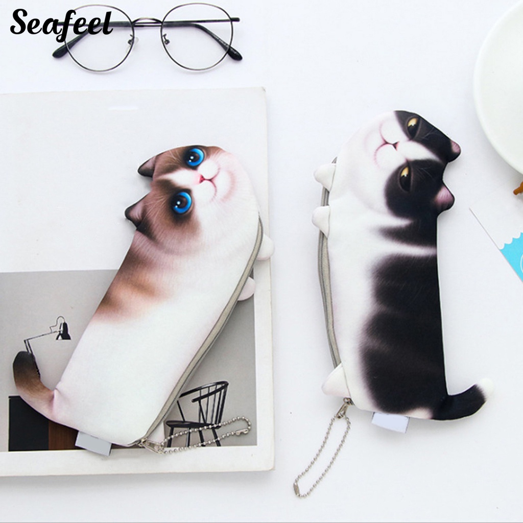 Túi Đựng Bút Sức Chứa Lớn Chống Bụi Hình Mèo Biển Dễ Thương Cho Học Sinh