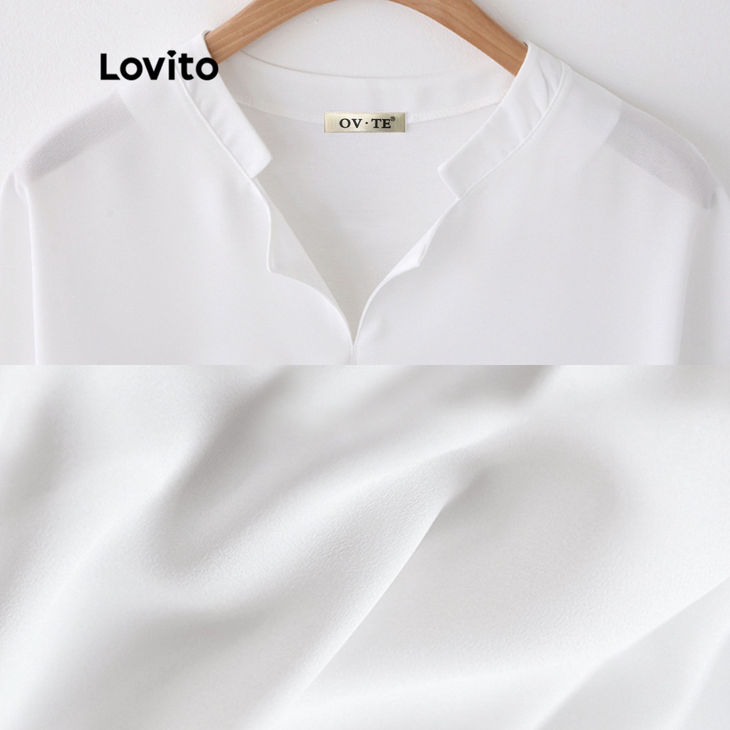 Lovito Áo kiểu cơ bản trơn giản dị cho nữ LNE15028 (Trắng)