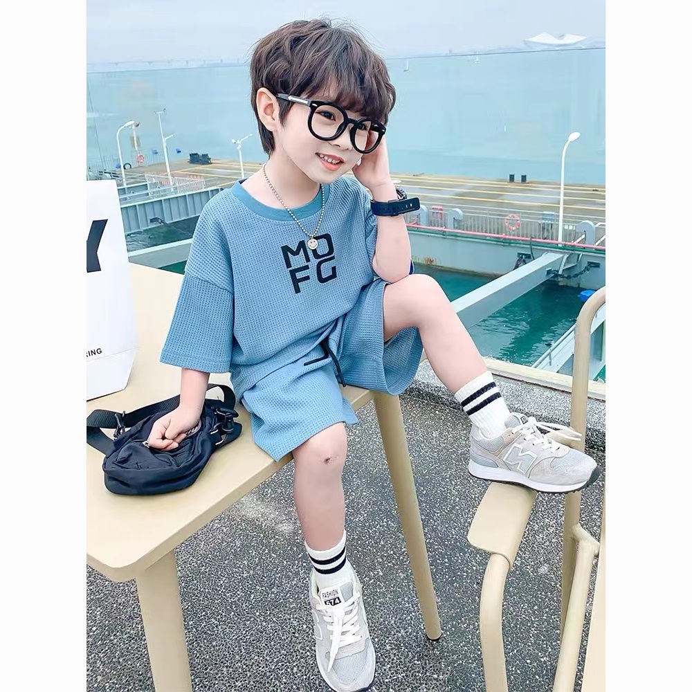 Bộ Đồ Thể Thao Mùa Hè 2023 Tay Cộc Phồng Phong Cách Đường Phố Cá Tính Phong Cách Mới Cho Bé Trai