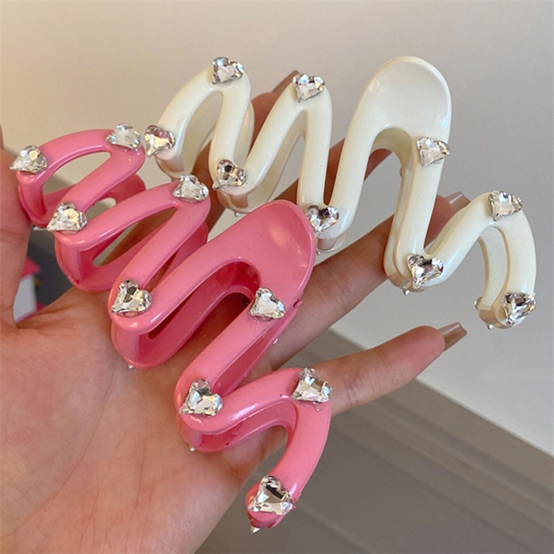 Kẹp Tóc Hình Cá Mập Đính Đá Cỡ Lớn Phong Cách Dopamine 2023 Cho Nữ