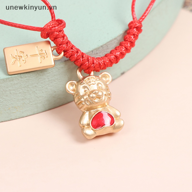 Vòng Tay Dây Đỏ Mặt Hình Hổ Năm Mới 2022 Phong Cách Trung Hoa