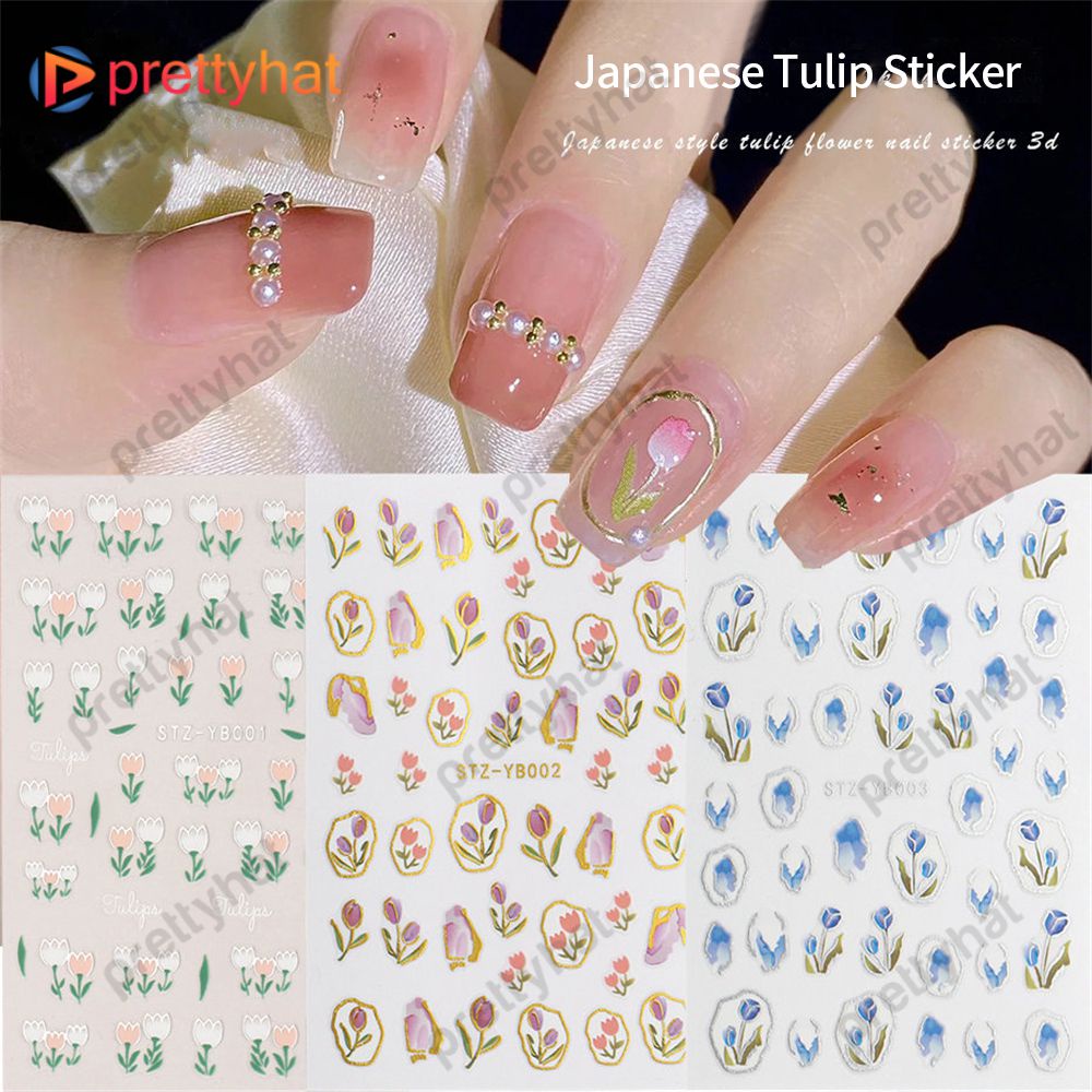 Nhãn dán móng tay Làm móng tay Sticker Tulip Làm móng tay nhỏ Sách đỏ Phổ biến Nhãn dán móng tay Tulip xanh Cơm mạ vàng DIY prettyhat