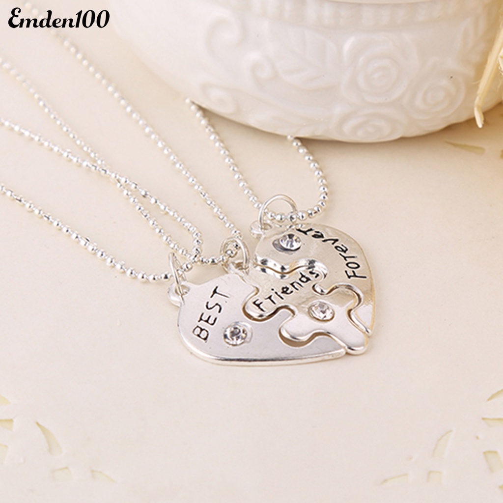 Bộ 3 Dây Chuyền Hình Trái Tim Khắc Chữ Best Friends Forever