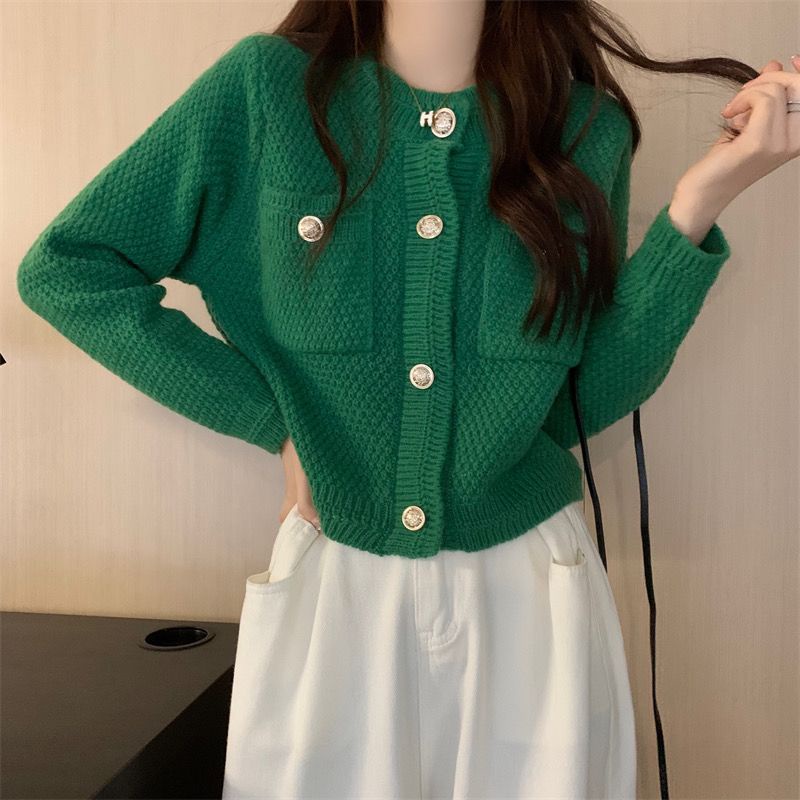 Áo Cardigan Dáng Ngắn Màu Trơn Thời Trang Cho Nữ