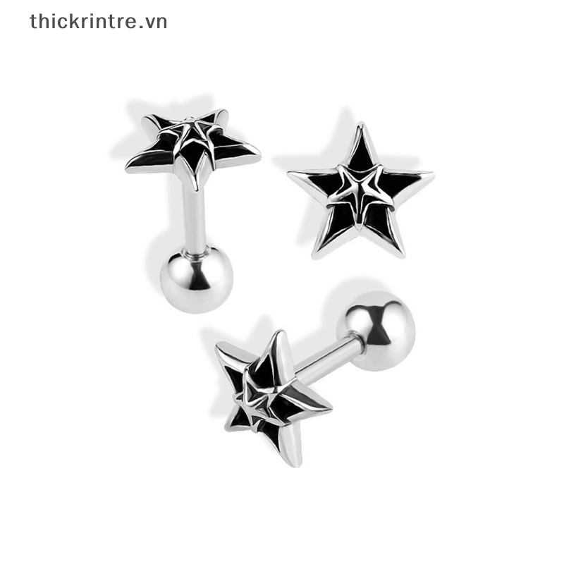 1 Khuyên Tai Xoắn Ốc Hình Ngôi Sao / Xương Tai Phong Cách Cổ Điển Thời Trang Dự Tiệc Cho Nam Và Nữ