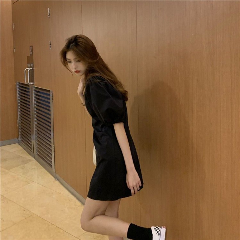 Đầm Trắng Tay Phồng Thiết Kế Đơn Giản Thời Trang Mùa Hè Theo Phong Cách Hàn Quốc