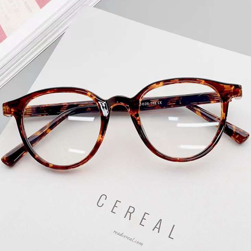 (JIUERBA) Kính Mát Gọng Tròn Màu Cam Tan Họa Tiết Da Báo Chống Bức Xạ Bảo Vệ Mắt Unisex