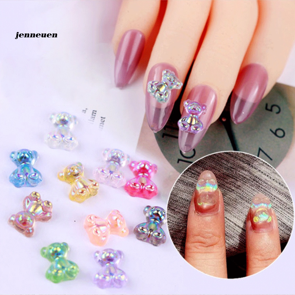 Bộ 50 Phụ Kiện Trang Trí Móng Tay Hình Gấu 3D Dễ Tháo Rời