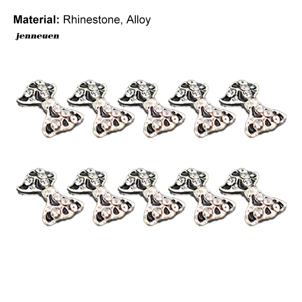 Bộ 10 Miếng Dán Móng Tay Hình Nơ Bằng Hợp Kim Đính Đá Lấp Lánh 3D DIY