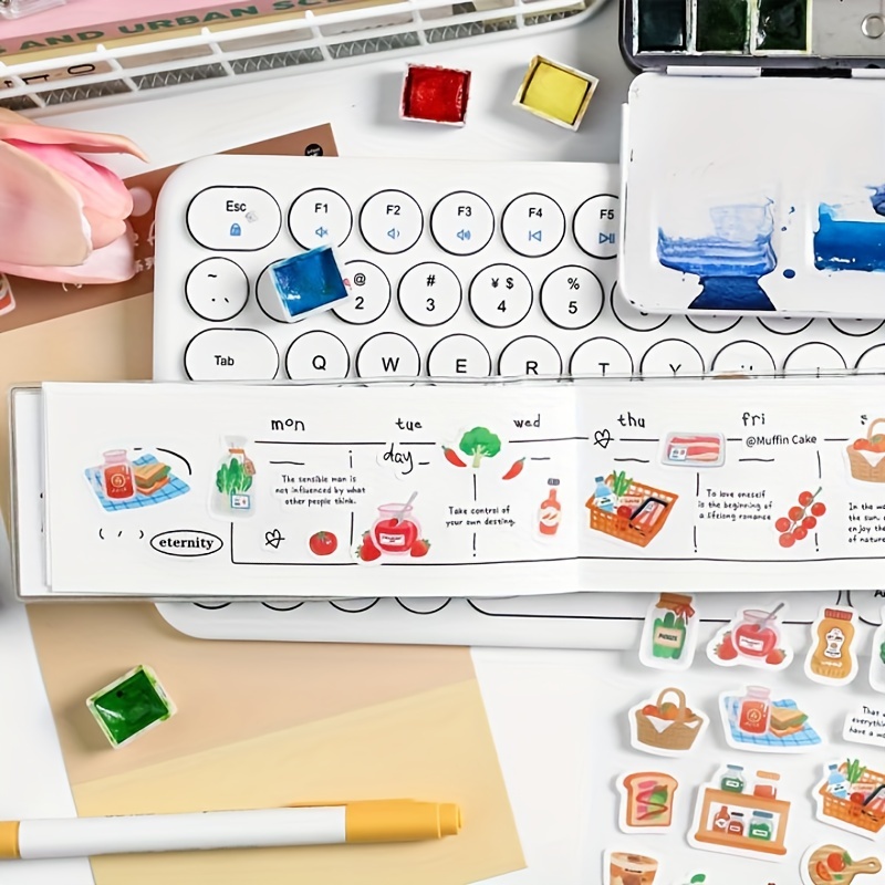 1 Tờ Nhãn Dán Trang Trí Sổ Tay Hình Hoa / Cà Phê DIY