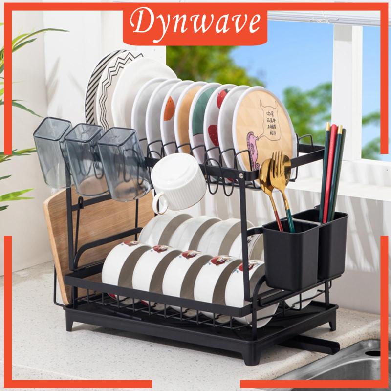 Giá Đựng Đĩa Và Thớt 2 Tầng Ráo Nước Dung Tích Lớn Chống Rỉ Sét Kèm Khay Nhỏ Giọt Cho RV Cắm Trại