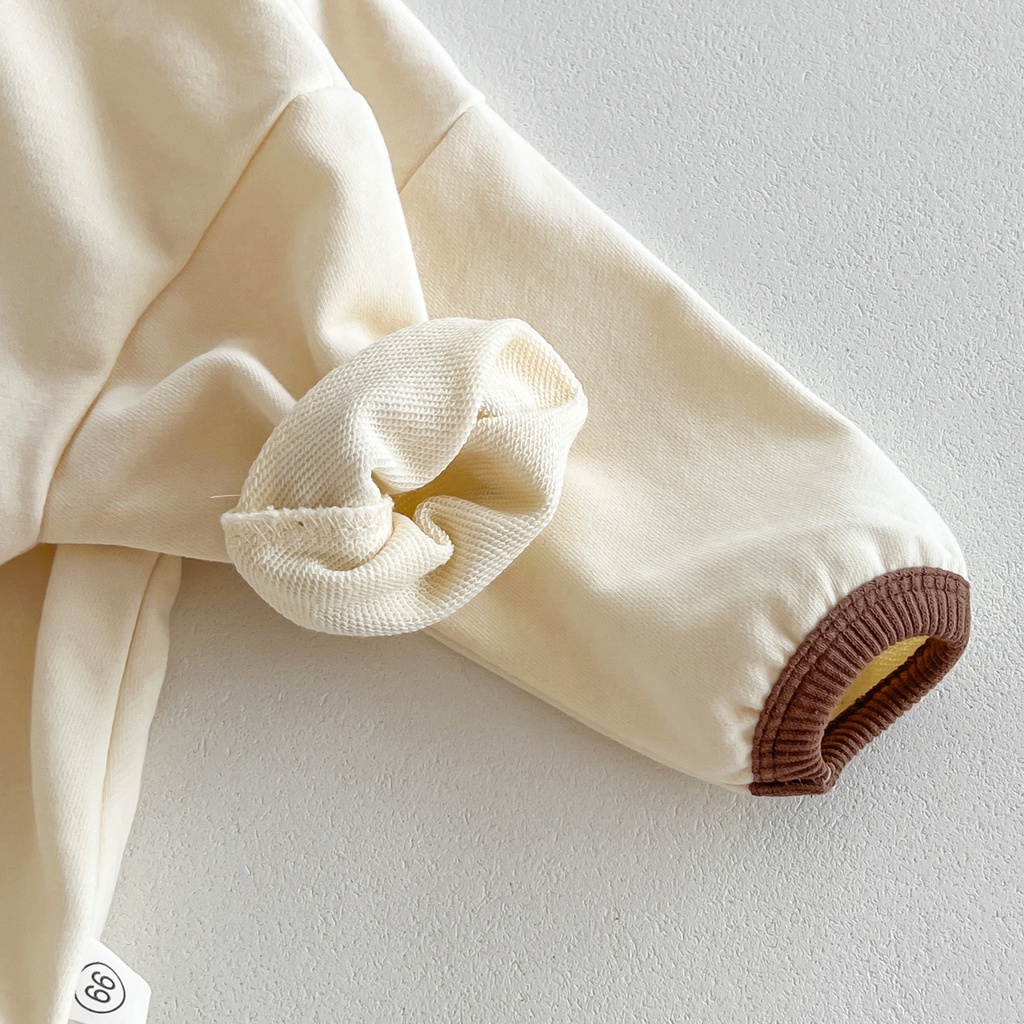 Bộ Áo Liền Quần Tay Dài In Hình Gấu Kèm Mũ Thời Trang Xuân Thu Cho Bé Trai 0-24 Tháng Tuổi