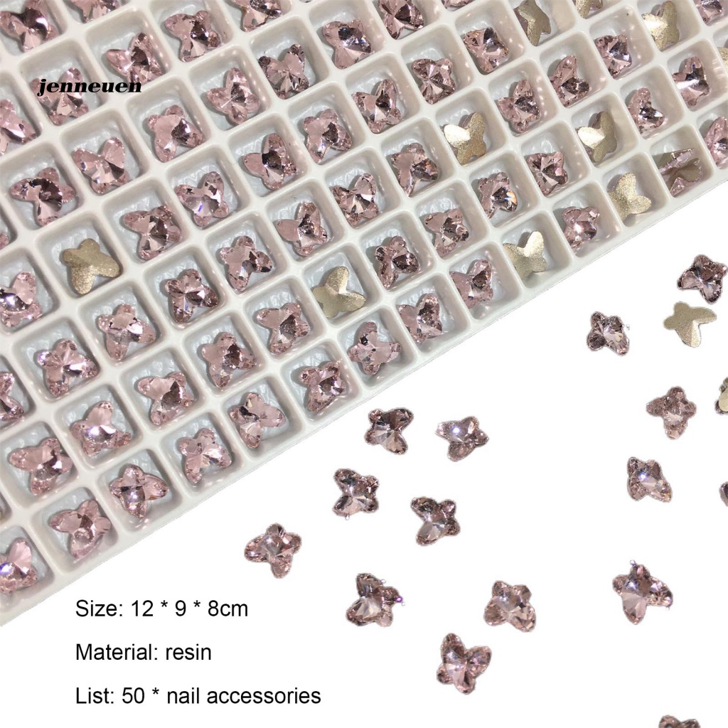 Bộ 50 Phụ Kiện Trang Trí Móng Tay Hình Bươm Bướm Xinh Xắn