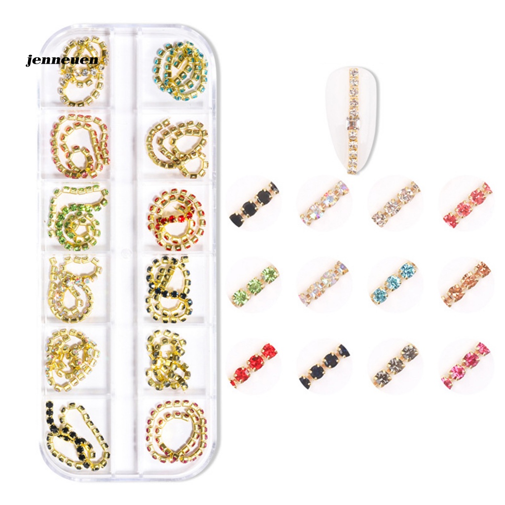 Set 12 Dây Xích Nhiều Màu Sắc Dùng Trang Trí Móng Tay Nghệ Thuật