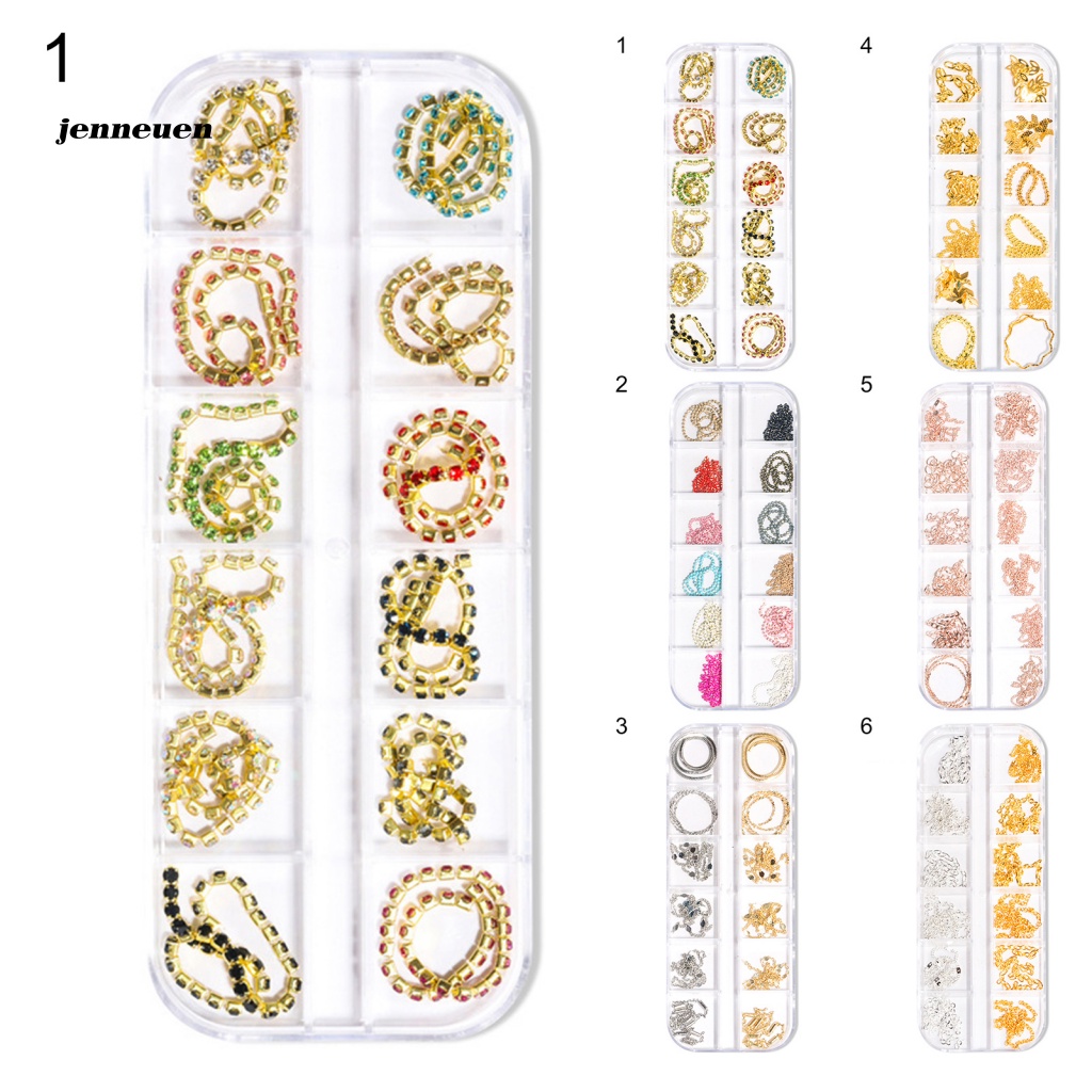 Set 12 Dây Xích Nhiều Màu Sắc Dùng Trang Trí Móng Tay Nghệ Thuật