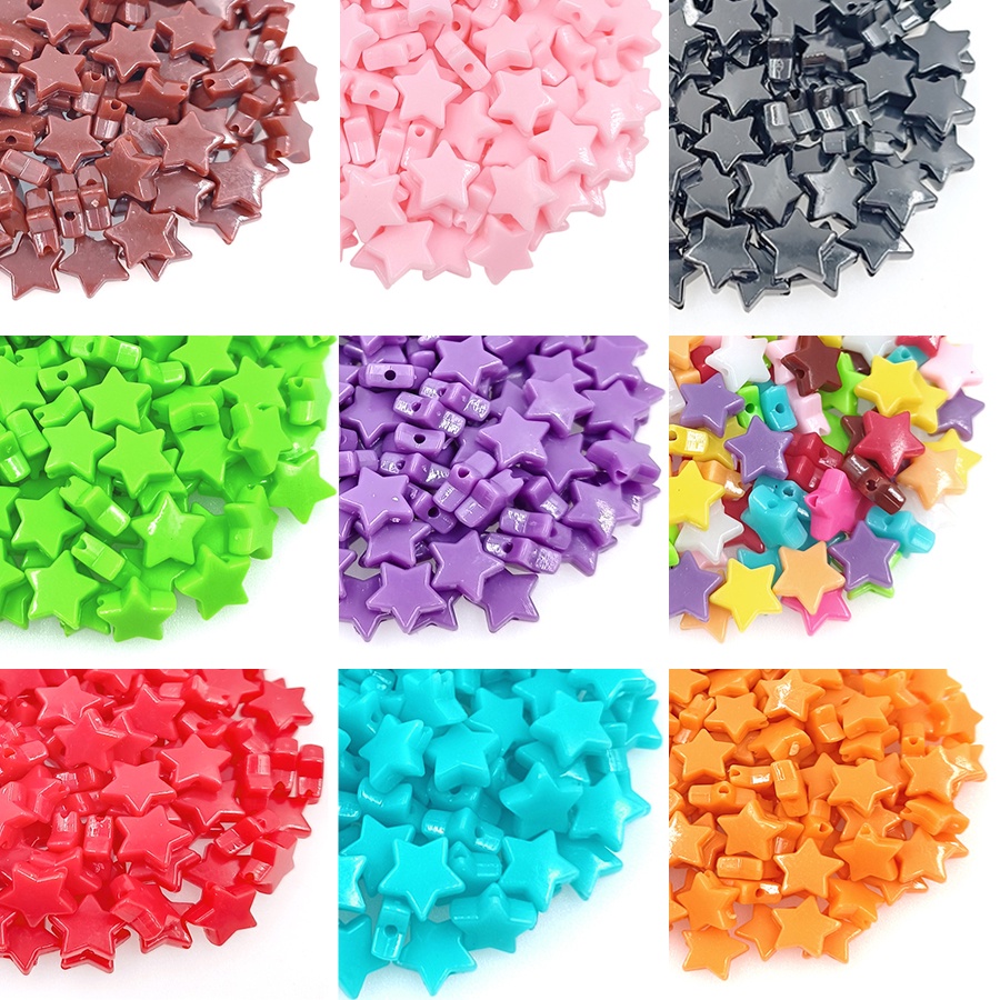 Set 50 Hạt Cườm Acrylic 11mm Hình Ngôi Sao Nhiều Màu Sắc Dùng Làm Trang Sức DIY