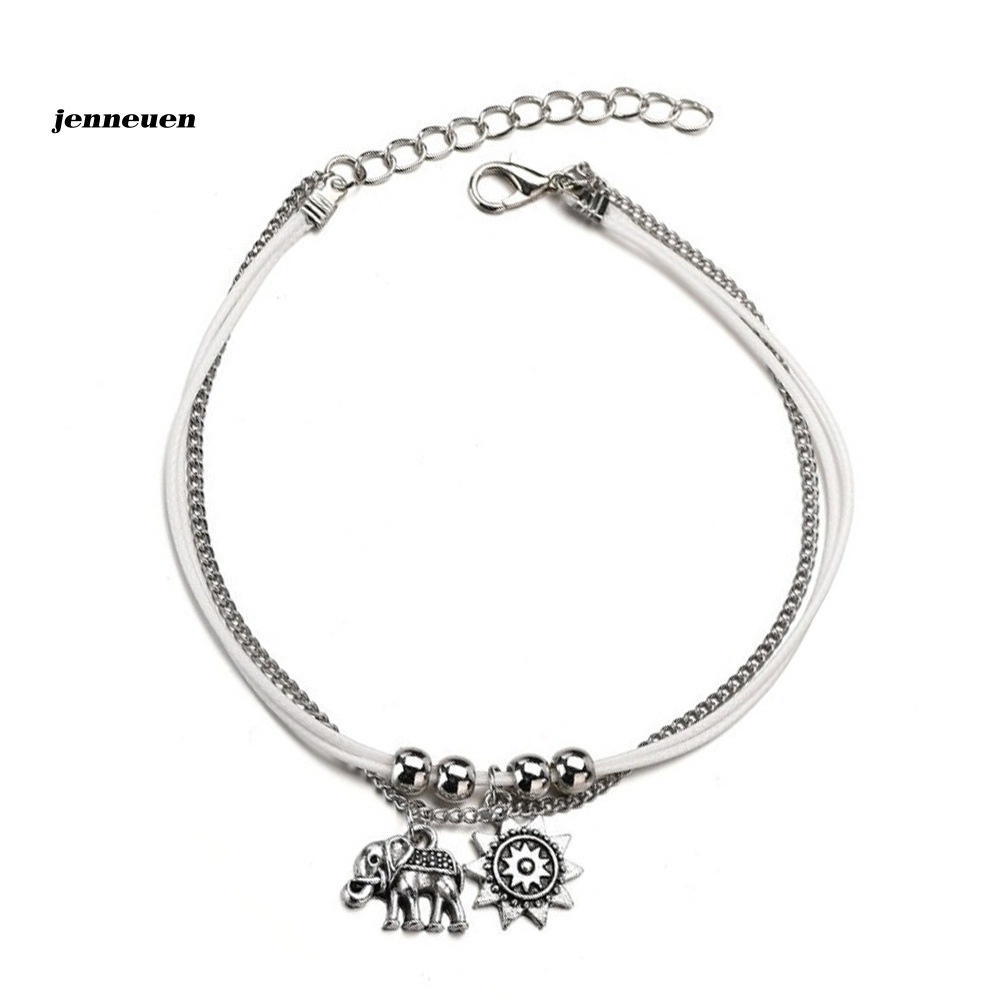 Lắc Chân Nhiều Lớp Mặt Hình Voi Và Mặt Trời Thời Trang Cho Nữ