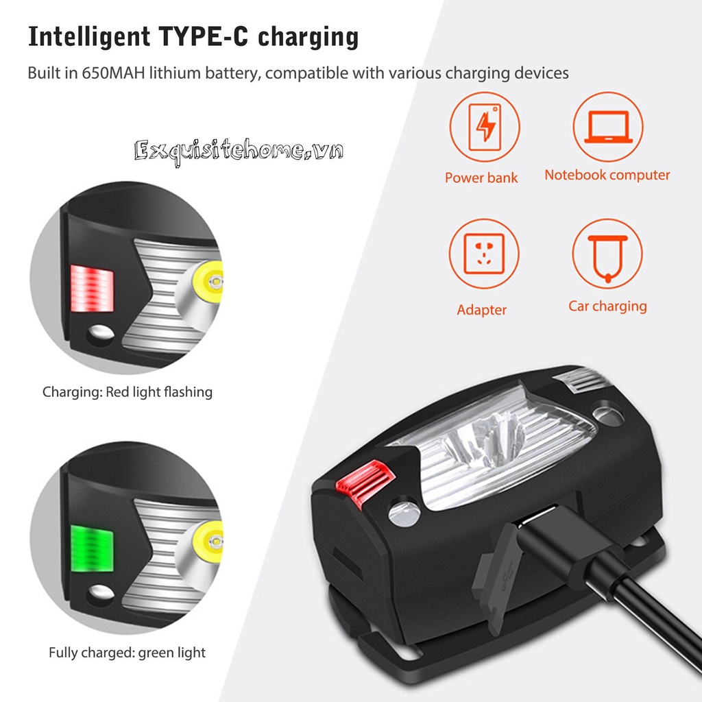 Đèn LED Đội Đầu 5 Chế Độ IPX6 Chống Thấm Nước