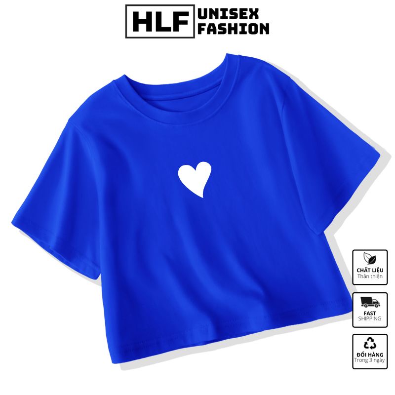 Áo croptop tay lỡ nữ icon Trái tim, áo thun nữ HLFashion