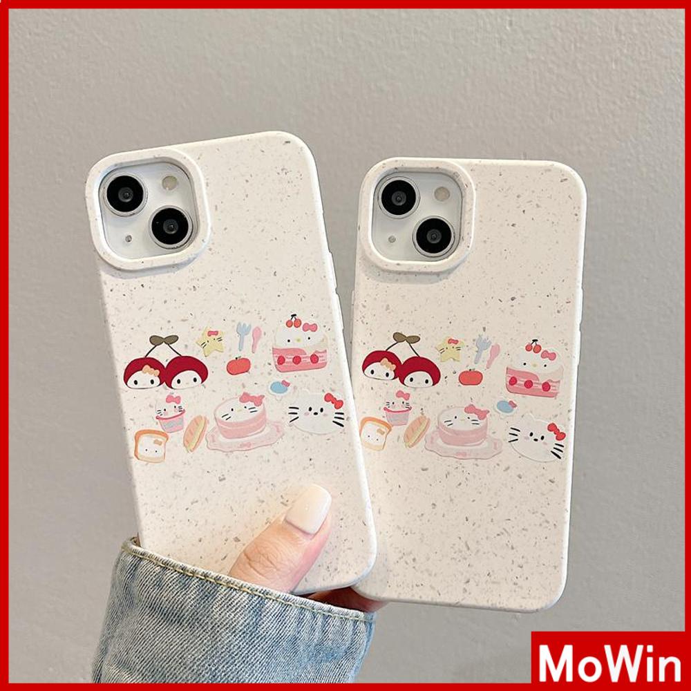 Ốp lưng iPhone 14 Pro max Ốp lưng iPhone có thể phân hủy thân thiện với môi trường Vỏ bảo vệ chống sốc mềm Màu trắng Anh đào thơm ngon Chú mèo dễ thương Tương thích với iPhone 13 Pro max 12 Pro Max 11 XS 7 8