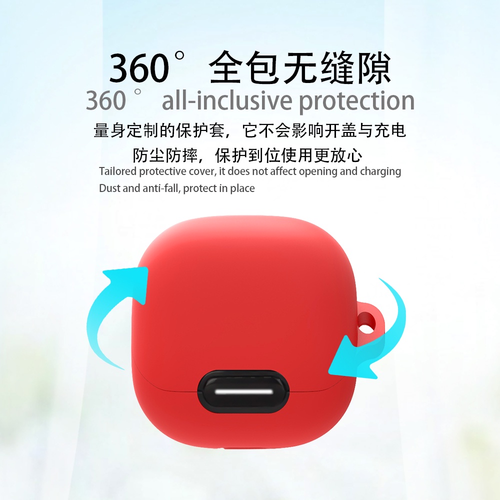 For Anker Soundcore Liberty 4NC Case Pure Color Silicone Soft Case Shockproof Case Protective Cover Anker Soundcore Liberty 4 NC Cover Soft Case with Hooks