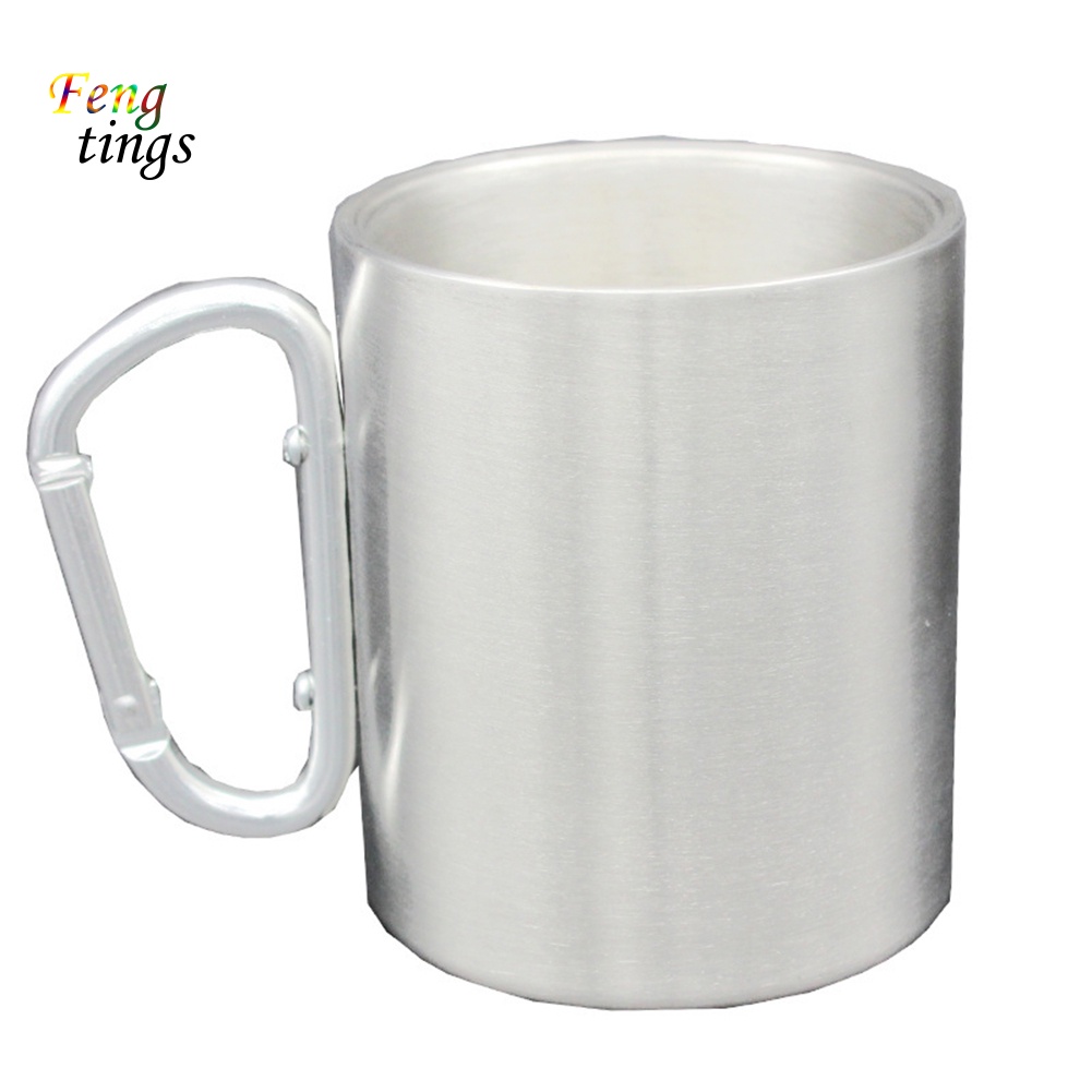 Cốc Uống Nước Cách Nhiệt Bằng Thép Không Gỉ Hai Lớp 330ml Có Tay Cầm Tiện Lợi Dành Cho Đi Du Lịch