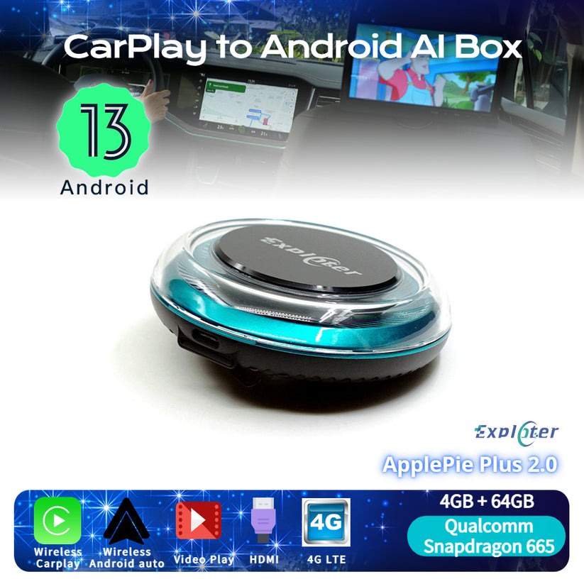 [Exploter] Android box cho ô tô 3 trong 1, Chíp QualComm Snapdragon 6125/665 8 nhân, 4Gb+64Gb (Tặng Vietmap S2)