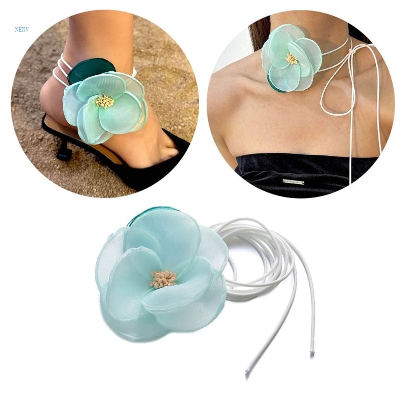 Vòng Cổ Choker Hình Hoa Bằng Vải