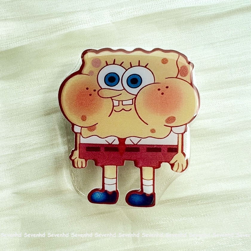 Ốp Điện Thoại TPU Silicon Mềm Hình SpongeBob Gắn Giá Đỡ Thu Gọn Cho iPhone 14 13 12 11 Pro Max SE2020 X XR Xs Max 7 8 6 6s Plus