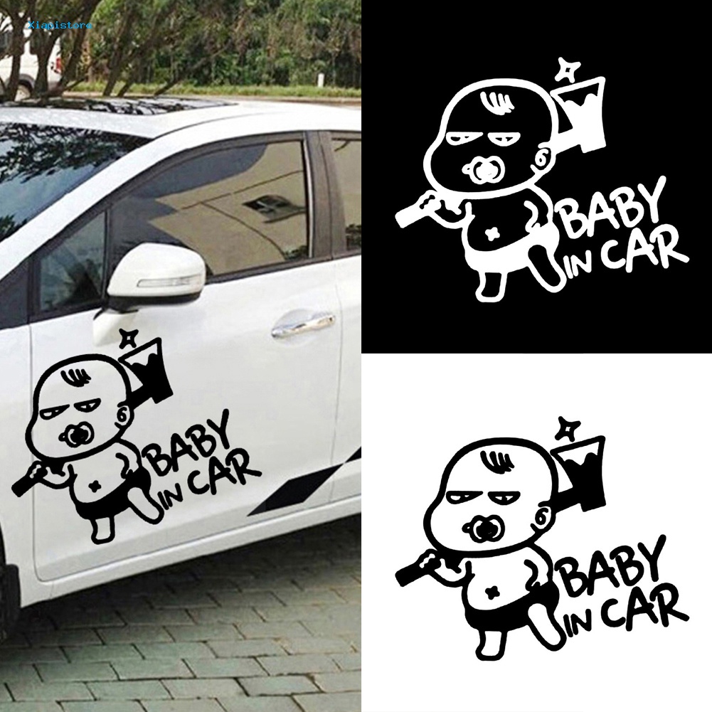 [Xiapistore] Đề Can Dán Cảnh Báo in Hình Hoạt Hình Baby in Car Vui Nhộn Trang Trí Cửa Sổ Xe
