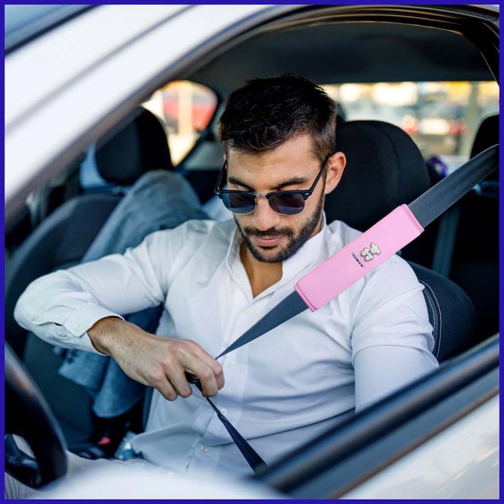 Đệm Bọc Dây Đai An Toàn Xe Buýt / Xe Hơi / Máy Bay Hình Gấu Hoạt Hình Bằng Vải Bông Mềm Mại Thoải Mái