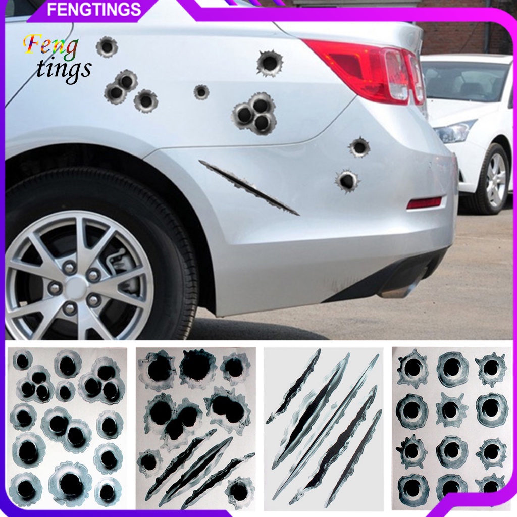 Set 4 Tấm Đề Can Vinyl 3D Dán Trang Trí Ngoại Thất Xe Hơi Chống Thấm Nước