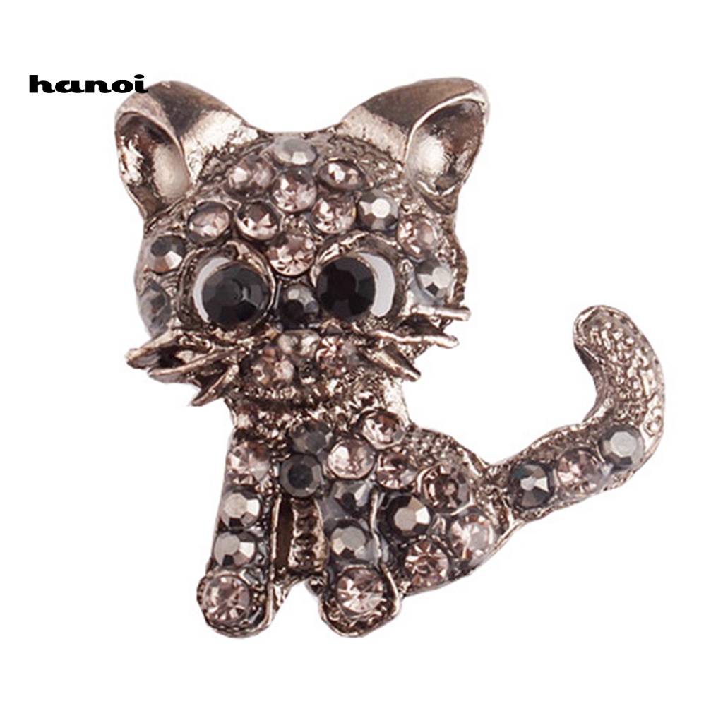 Ghim Cài Áo Hình Mèo Đính Đá Nhân Tạo Thời Trang