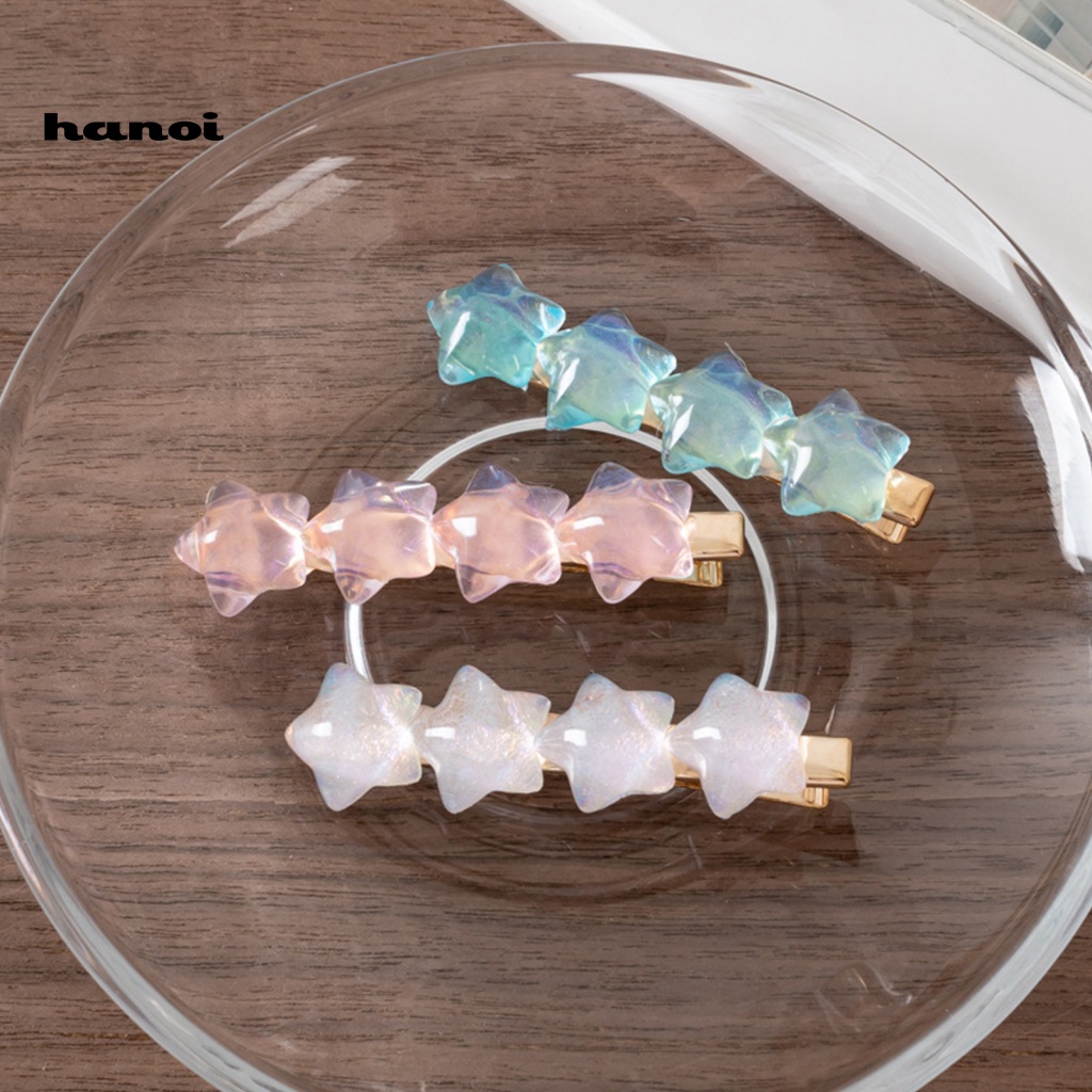 Kẹp Tóc Hình Ngôi Sao Trong Suốt Bằng Nhựa Resin Chống Trượt Phong Cách Hàn Quốc Cho Nữ